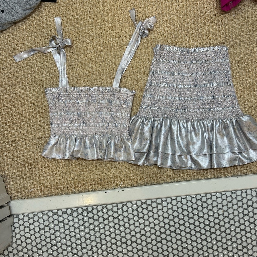 Likely Shimmering Silver and Pink Ruffled Set